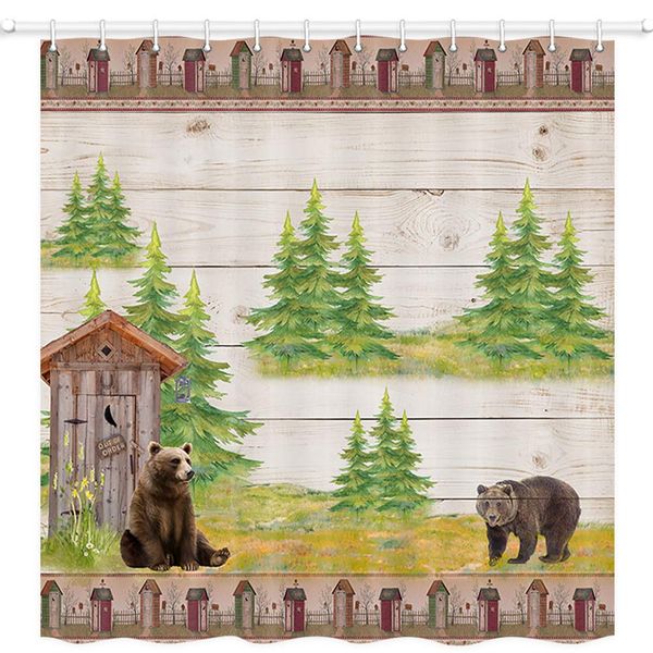 primitive forest shower curtain set, bear with outhouse on wooden plank and western star, bathroom curtains decor accessories
primitive forest shower curtain set, bear with outhouse on wooden plank and western star, bathroom curtains decor accessories