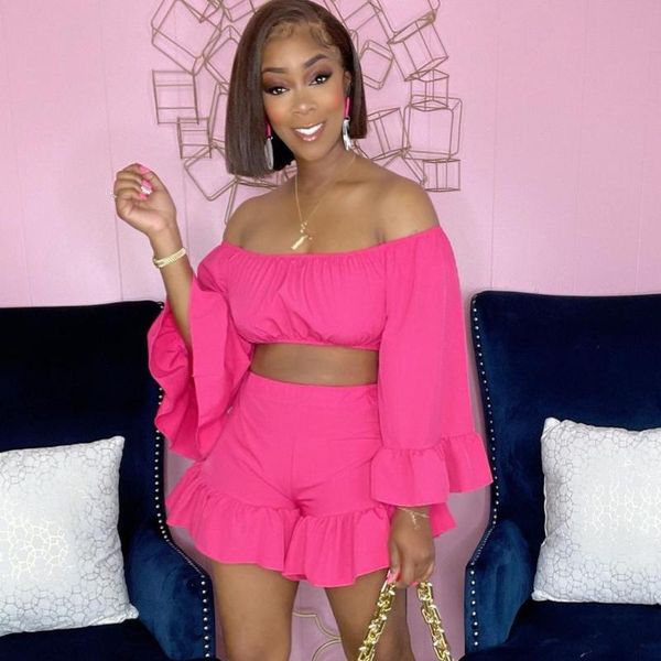 women's tracksuits shorts suit off shoulder ruffles ladies set long sleeve crop and loose short pants fashion casual 2021 summer, Gray
women's tracksuits shorts suit off shoulder ruffles ladies set long sleeve crop and loose short pants fashion casual 2021 summer, Gray