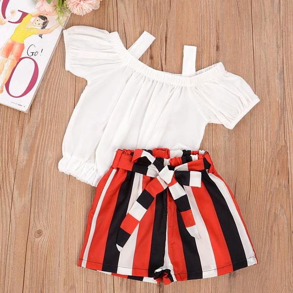 clothing sets girl solid ruffle off shoulder +stripe shorts outfit children summer toddler girls clothes 2-6years, White
clothing sets girl solid ruffle off shoulder +stripe shorts outfit children summer toddler girls clothes 2-6years, White