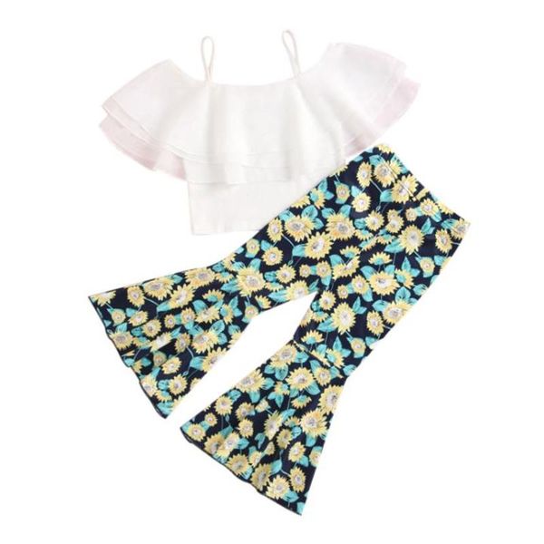 clothing sets 2pcs summer clothes off shoulder ruffle strap and flare pants set girl printed for toddler girls 2-7 years, White
clothing sets 2pcs summer clothes off shoulder ruffle strap and flare pants set girl printed for toddler girls 2-7 years, White