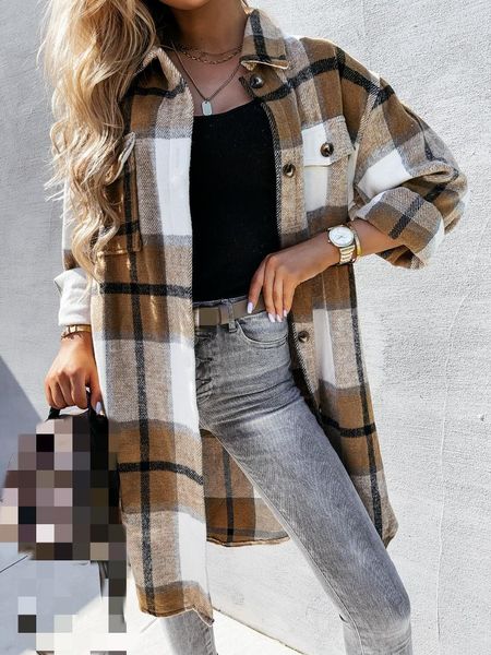 women's wool & blends 2021 winter autumn plaid long coat sleeve single breasted female coats casual warm fashion ladies windbreaker, Black
women's wool & blends 2021 winter autumn plaid long coat sleeve single breasted female coats casual warm fashion ladies windbreaker, Black
