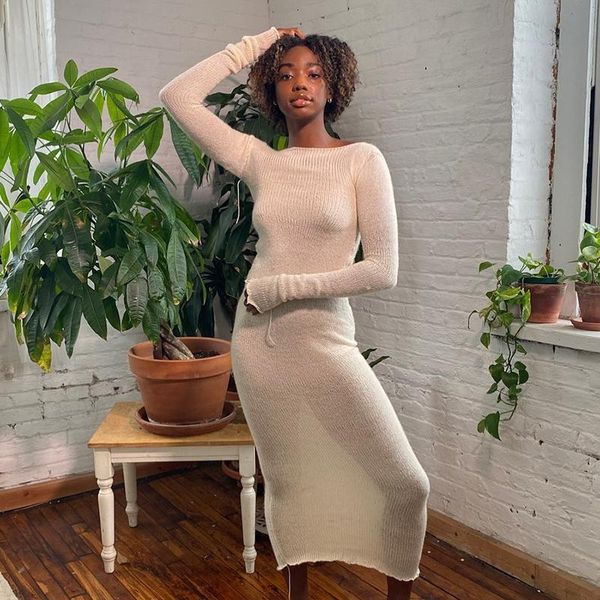 casual dresses pure color round neck long sleeve knit mid-length robe 2021 fall women's baddie club party dress black skinny, Black;gray
casual dresses pure color round neck long sleeve knit mid-length robe 2021 fall women's baddie club party dress black skinny, Black;gray