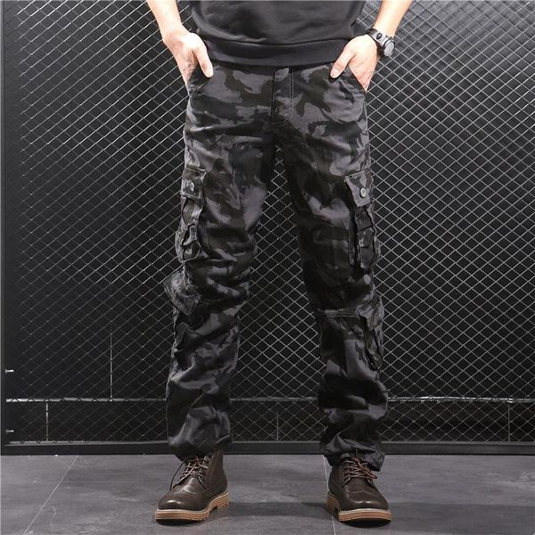 men's camouflage cargo pants multi pocket loose casual trousers military tactical jogging streetwear pantalon p0118, Black
men's camouflage cargo pants multi pocket loose casual trousers military tactical jogging streetwear pantalon p0118, Black