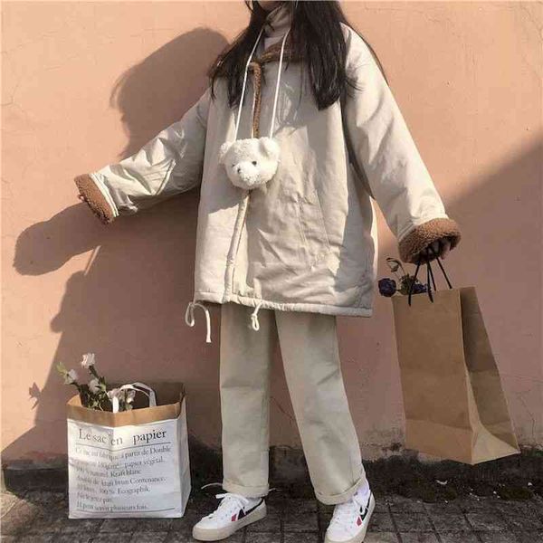 women's jackets fall winter long sleeve jacket sweet preppy style lamb wool coat fashion women clothing oversize clothes colorblock p0d, Black;brown
women's jackets fall winter long sleeve jacket sweet preppy style lamb wool coat fashion women clothing oversize clothes colorblock p0d, Black;brown