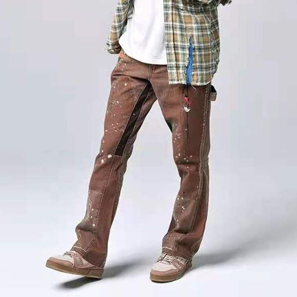 men's jeans graffiti ink painted wide leg flare pants mens streetwear straight casual harajuku washed retro loose denim trousers, Blue
men's jeans graffiti ink painted wide leg flare pants mens streetwear straight casual harajuku washed retro loose denim trousers, Blue
