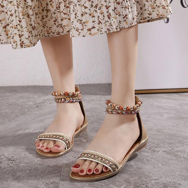 sandals ladies retro ethnic summer bohemian women gold rim large beaded beach sliders casual shoes chaussure, Black
sandals ladies retro ethnic summer bohemian women gold rim large beaded beach sliders casual shoes chaussure, Black