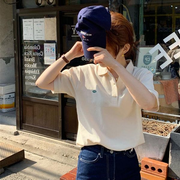 women's t-shirt xiaowang secfa summer 2021 korean dongdamen lapel embroidery short sleeve loose top, White
women's t-shirt xiaowang secfa summer 2021 korean dongdamen lapel embroidery short sleeve loose top, White