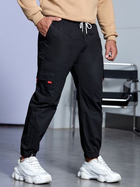 extended sizes men letter graphic utility pocket drawstring waist joggers 28bc#, Black
extended sizes men letter graphic utility pocket drawstring waist joggers 28bc#, Black