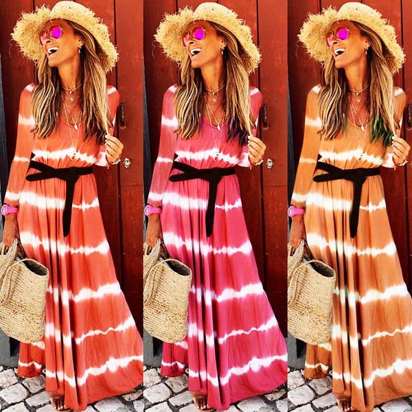 women dresses fashion boho striped long sleeve maxi dress loose wrap holiday sundress with belt v neck ladies party casual, Black;gray
women dresses fashion boho striped long sleeve maxi dress loose wrap holiday sundress with belt v neck ladies party casual, Black;gray