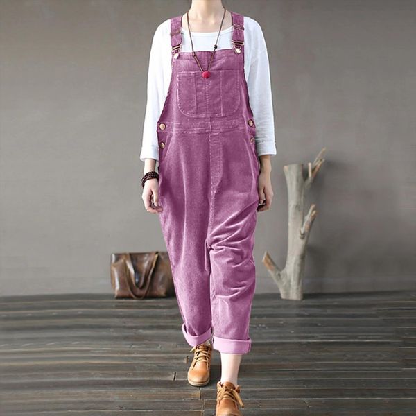 style corduroy casual solid womens jumpsuits pocket long playsuit strap button loose rompers, Black;white
style corduroy casual solid womens jumpsuits pocket long playsuit strap button loose rompers, Black;white