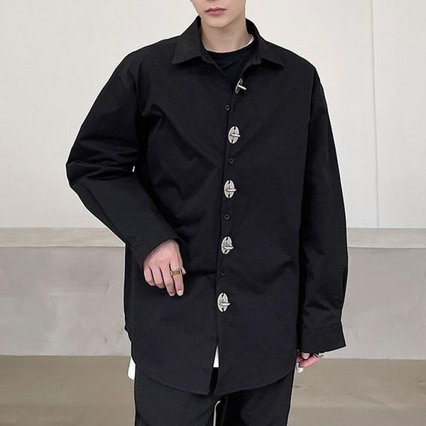 men metal buttons long sleeve casual black white shirts male streetwear hip hop loose japan harajuku shirt men's, White;black
men metal buttons long sleeve casual black white shirts male streetwear hip hop loose japan harajuku shirt men's, White;black