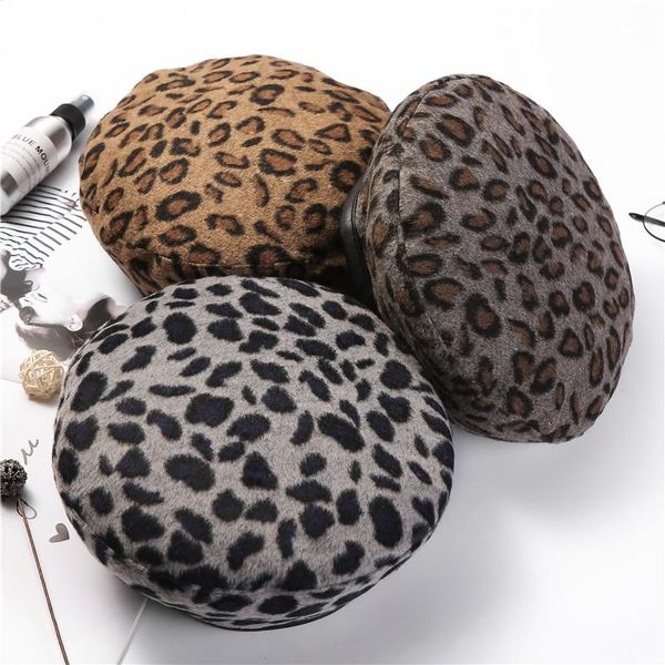 berets autumn classic leopard print fur leather stitching female beret fashion outing painter woman's pumpkin cap octagonal hat, Blue;gray
berets autumn classic leopard print fur leather stitching female beret fashion outing painter woman's pumpkin cap octagonal hat, Blue;gray