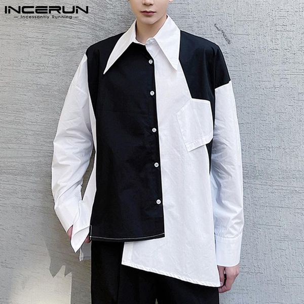men's casual shirts incerun fashion men patchwork shirt lapel long sleeve camisas hombre streetwear 2021 button personality irregular, White;black
men's casual shirts incerun fashion men patchwork shirt lapel long sleeve camisas hombre streetwear 2021 button personality irregular, White;black