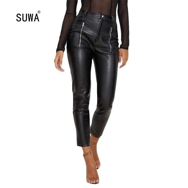 women's pants & capris black leather waist slim pencil trousers fashion classical streetwear women button zip long bottom, Black;white
women's pants & capris black leather waist slim pencil trousers fashion classical streetwear women button zip long bottom, Black;white