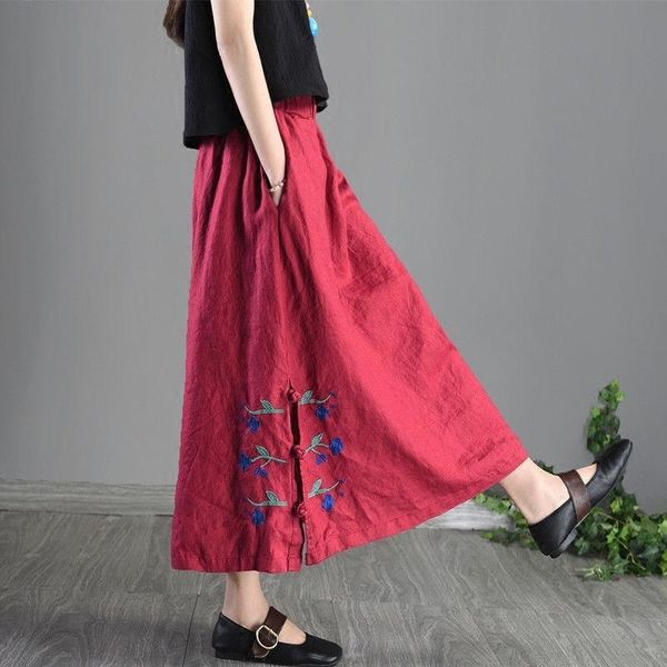 skirts 2021 chinese style women viintage floral embroidery skirt loose ladies clothing high elastic waist cotton linen, Black
skirts 2021 chinese style women viintage floral embroidery skirt loose ladies clothing high elastic waist cotton linen, Black