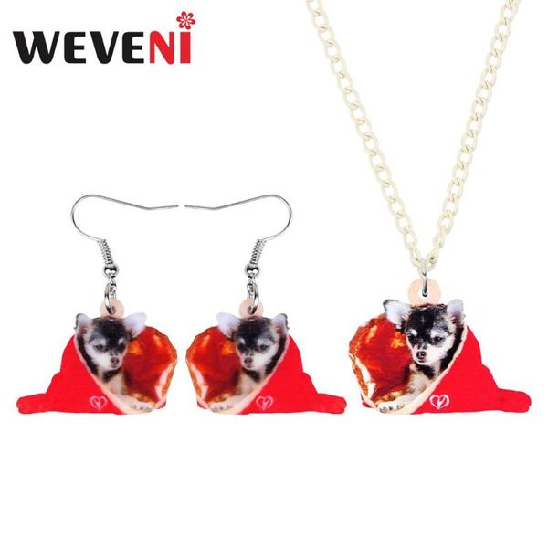 earrings & necklace weveni acrylic christmas chihuahua dog gift bag jewelry set animal decoration for women girl teen, Silver 
earrings & necklace weveni acrylic christmas chihuahua dog gift bag jewelry set animal decoration for women girl teen, Silver