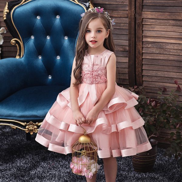 children dress kids' party wear princess pink multi-layer dresses girl wedding dresse skirt, White
children dress kids' party wear princess pink multi-layer dresses girl wedding dresse skirt, White