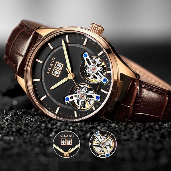 wristwatches ailang brand automatic watches men mechanical double tourbillon wristwatch men's calendar watch steampunk reloj hombre 202, Slivery;brown
wristwatches ailang brand automatic watches men mechanical double tourbillon wristwatch men's calendar watch steampunk reloj hombre 202, Slivery;brown