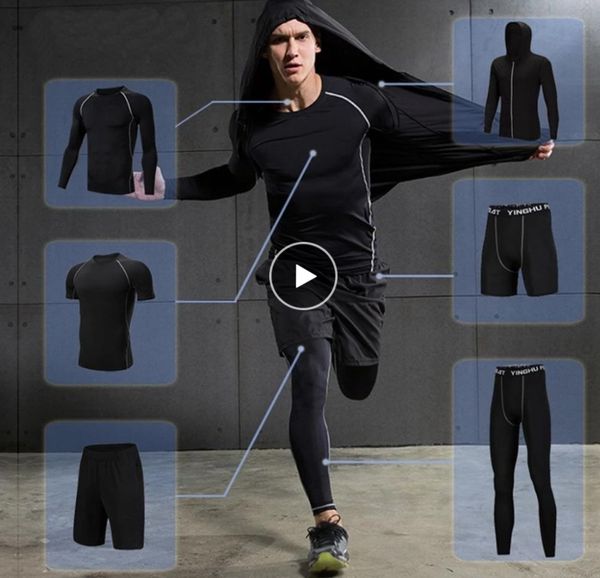 6 pcs/set men's tracksuit compression sports suit gym fitness clothes running jogging sport wear training workout tights, Gray
6 pcs/set men's tracksuit compression sports suit gym fitness clothes running jogging sport wear training workout tights, Gray