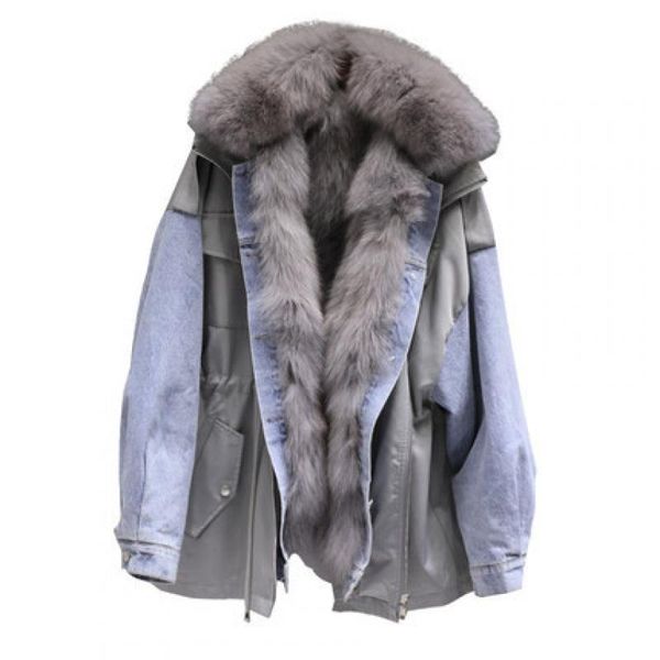women's fur & faux denim jackets women winter coats patchwork 2021 female for furry jacket, Black
women's fur & faux denim jackets women winter coats patchwork 2021 female for furry jacket, Black