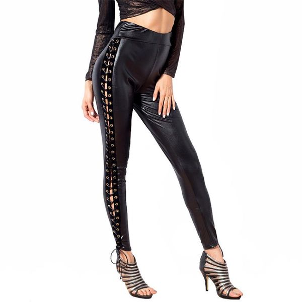 women's pants & capris style womens stretch faux leather high waisted lace up black skinny trousers, Black;white
women's pants & capris style womens stretch faux leather high waisted lace up black skinny trousers, Black;white