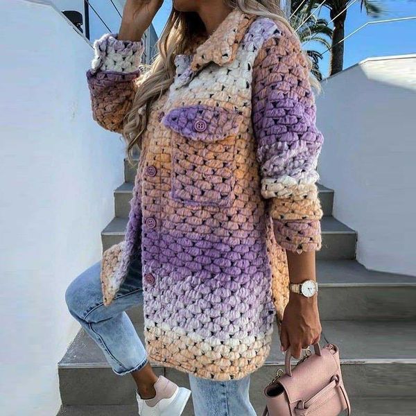 women's wool & blends elegant colorful printed women cardigan autumn winter long sleeve loose casual outerwear fashion turn-down collar, Black
women's wool & blends elegant colorful printed women cardigan autumn winter long sleeve loose casual outerwear fashion turn-down collar, Black