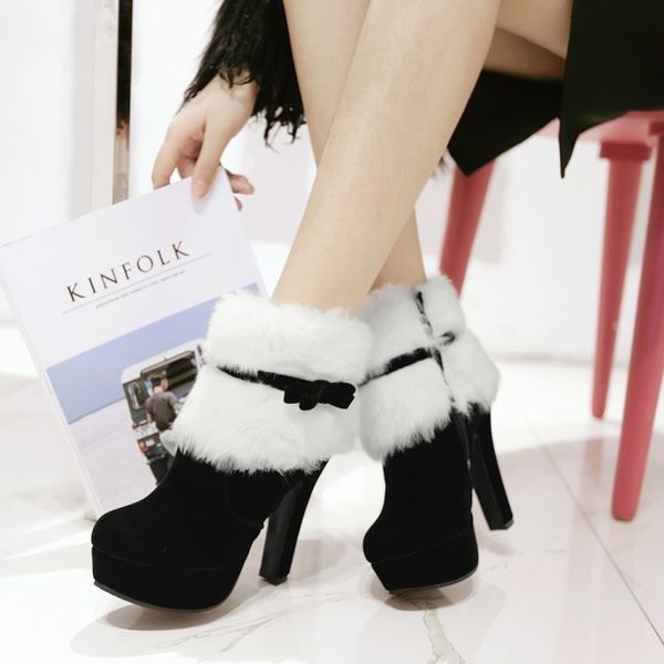 boots winter suede high heel thick with waterproof platform short plush bow side zipper women's booties 0nfb, Black
boots winter suede high heel thick with waterproof platform short plush bow side zipper women's booties 0nfb, Black