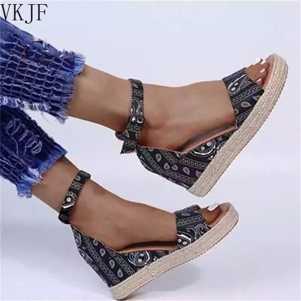 sandals 2021 women's shoes solid color printed cloth open toe buckle wedge heel comfortable and fashionable summer, Black
sandals 2021 women's shoes solid color printed cloth open toe buckle wedge heel comfortable and fashionable summer, Black