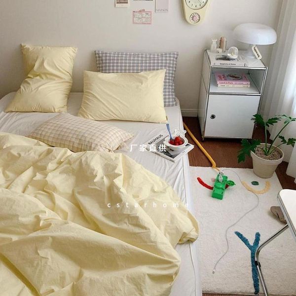 ins wind light cream yellow summer solid quilt cover single pillow case cotton bedding double pure four piece set
ins wind light cream yellow summer solid quilt cover single pillow case cotton bedding double pure four piece set
