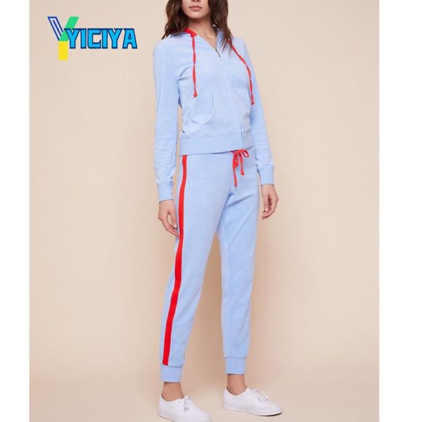 women's two piece pants yiciya 2021 spring gold velvet sportswear fashion color matching lacing casual hooded slim two-piece tracksuit, White
women's two piece pants yiciya 2021 spring gold velvet sportswear fashion color matching lacing casual hooded slim two-piece tracksuit, White