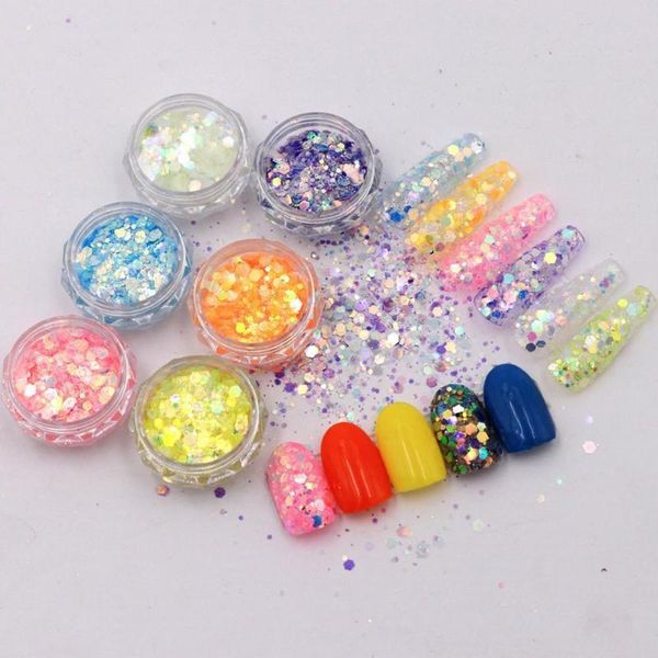 nail glitter 6 colors shiny glow in the dark chunky flakes manicure sequins hexagon decorations luminous art c0g6, Silver;gold 
nail glitter 6 colors shiny glow in the dark chunky flakes manicure sequins hexagon decorations luminous art c0g6, Silver;gold