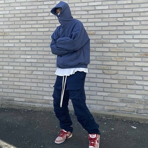 men's solid color patchwork hoodies button high street long sleeve streetwear hip hop fleece casual loose fit designer hoodie, Black
men's solid color patchwork hoodies button high street long sleeve streetwear hip hop fleece casual loose fit designer hoodie, Black