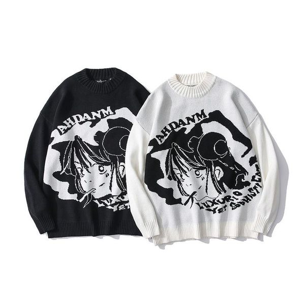 men's sweaters men sweater hip hop streetwear harajuku o-neck oversize retro japanese style anime pullover cotton couple, White;black
men's sweaters men sweater hip hop streetwear harajuku o-neck oversize retro japanese style anime pullover cotton couple, White;black