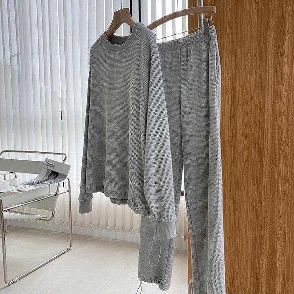 women's two piece pants sets long sleeve waffle sweatshirts + wide leg fashion leisure sports suit female 2525, White
women's two piece pants sets long sleeve waffle sweatshirts + wide leg fashion leisure sports suit female 2525, White