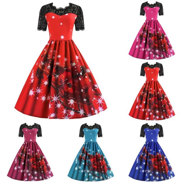 casual dresses christmas lace party dress womens short sleeve prom vintage swing vestidos de fiesta for women 2021, Black;gray
casual dresses christmas lace party dress womens short sleeve prom vintage swing vestidos de fiesta for women 2021, Black;gray