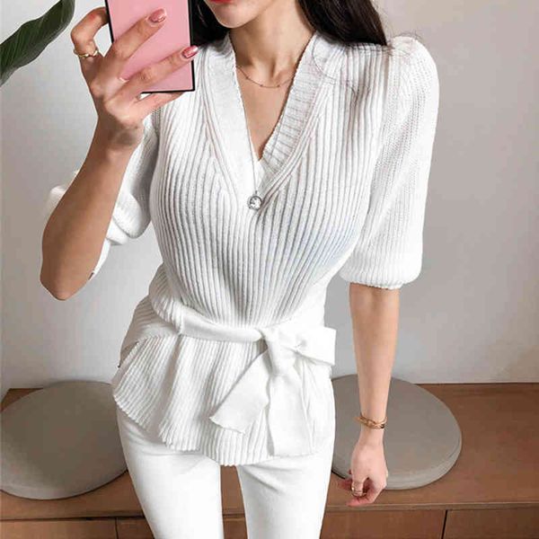 women's knits & tees casual half puff sleeve blouse v neck korean style elegant white black pink yellow green femme lfqz
women's knits & tees casual half puff sleeve blouse v neck korean style elegant white black pink yellow green femme lfqz