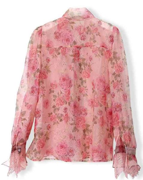 australia spring style silk organza bow tie and pearl buckle printing stitching lace shirt, White
australia spring style silk organza bow tie and pearl buckle printing stitching lace shirt, White
