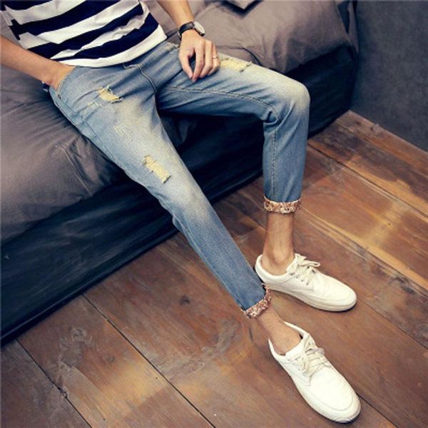 wholesale 2021 fashion casual cropped jeans men's summer thin beggar hole pants slim retro pencil, Blue
wholesale 2021 fashion casual cropped jeans men's summer thin beggar hole pants slim retro pencil, Blue