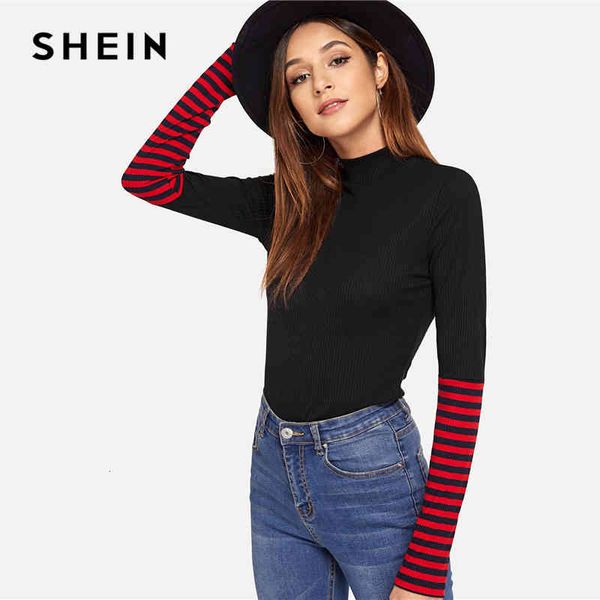 shein black preppy casual colorblock mock neck striped ribbed slim fit long sleeve tee autumn modern lady women tshirt top, White
shein black preppy casual colorblock mock neck striped ribbed slim fit long sleeve tee autumn modern lady women tshirt top, White