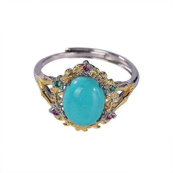 cluster rings s925 sterling silver gold-plated turquoise ring personality affordable luxury fashion flower oval women's open, Golden;silver
cluster rings s925 sterling silver gold-plated turquoise ring personality affordable luxury fashion flower oval women's open, Golden;silver