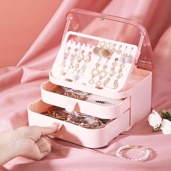 jewelry pouches, bags 3 layers box large capacity clamshell earrings necklaces organizer rings holder abs rectangle case gift for women, Pink;blue
jewelry pouches, bags 3 layers box large capacity clamshell earrings necklaces organizer rings holder abs rectangle case gift for women, Pink;blue