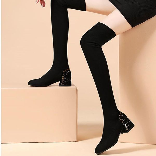 boots women's autumn and winter thick heel high slim net red stretch over the knee fashion all-match, Black
boots women's autumn and winter thick heel high slim net red stretch over the knee fashion all-match, Black