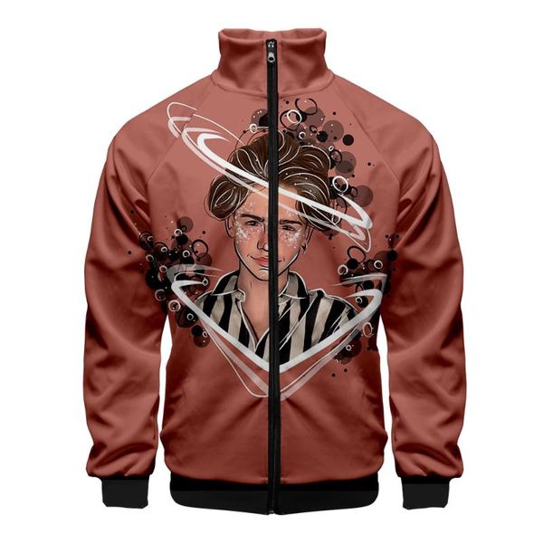 men's jackets payton moormeier 3d printed hip hop stand collar zipper jacket women/men long sleeve casual trendy streetwear clothes, Black;brown