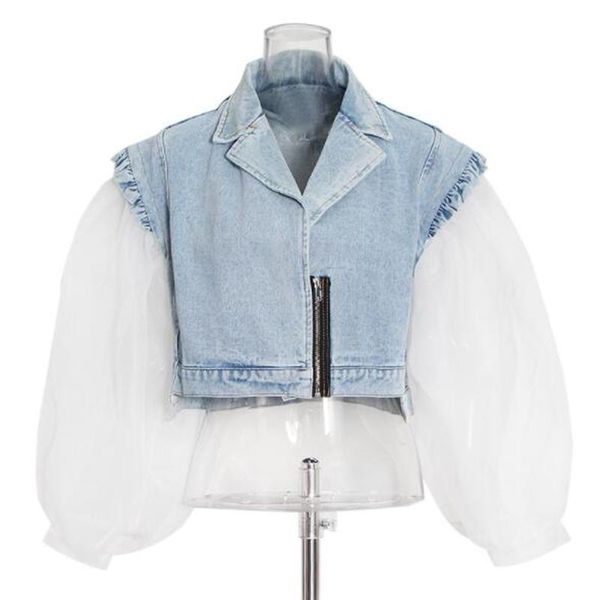women's jackets cultiseed women summer turn down collar patchwork gauze mesh puff sleeve short denim jeans female sweet elegant coat, Black;brown
women's jackets cultiseed women summer turn down collar patchwork gauze mesh puff sleeve short denim jeans female sweet elegant coat, Black;brown