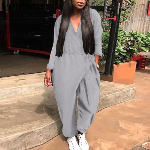 women's jumpsuits & rompers vonda elegant women long sleeve deep v neck casual solid color harem pants plus size pantalon overalls s-5x, Black;white
women's jumpsuits & rompers vonda elegant women long sleeve deep v neck casual solid color harem pants plus size pantalon overalls s-5x, Black;white