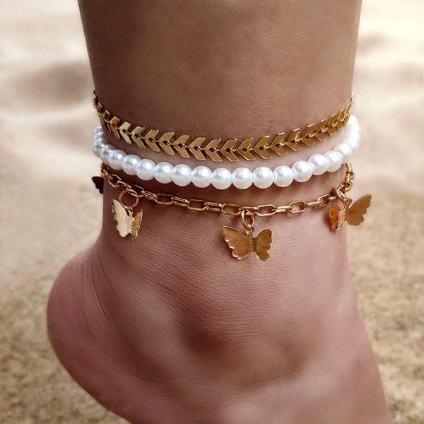 anklets 2021 metal butterfly charms multilayer chain anklet bracelet for women golden fishbone pearl ankle jewelry, Red;blue
anklets 2021 metal butterfly charms multilayer chain anklet bracelet for women golden fishbone pearl ankle jewelry, Red;blue
