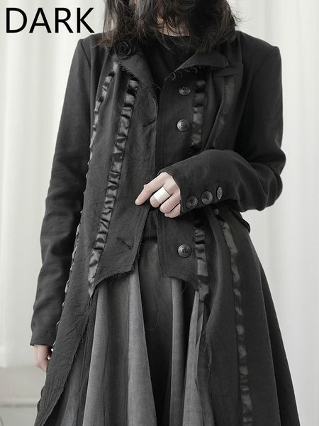 women's trench coats yamamoto wind dark drape windbreaker mid-length style was thin, personality, irregular design, niche coat, Tan;black
women's trench coats yamamoto wind dark drape windbreaker mid-length style was thin, personality, irregular design, niche coat, Tan;black