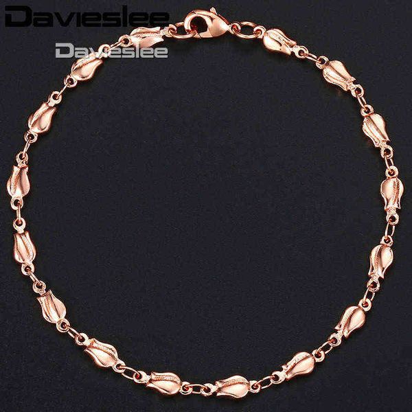 davieslee trendy gift bracelet for women 585 rose gold color tulip bud bead link women's jewelry 4mm 18cm 20cm gb394a, Golden;silver
davieslee trendy gift bracelet for women 585 rose gold color tulip bud bead link women's jewelry 4mm 18cm 20cm gb394a, Golden;silver