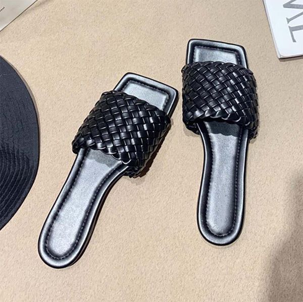 slippers summer brand weave leather women sandal open toe flat casual slides outdoor beach wild female flip flops, Black
slippers summer brand weave leather women sandal open toe flat casual slides outdoor beach wild female flip flops, Black