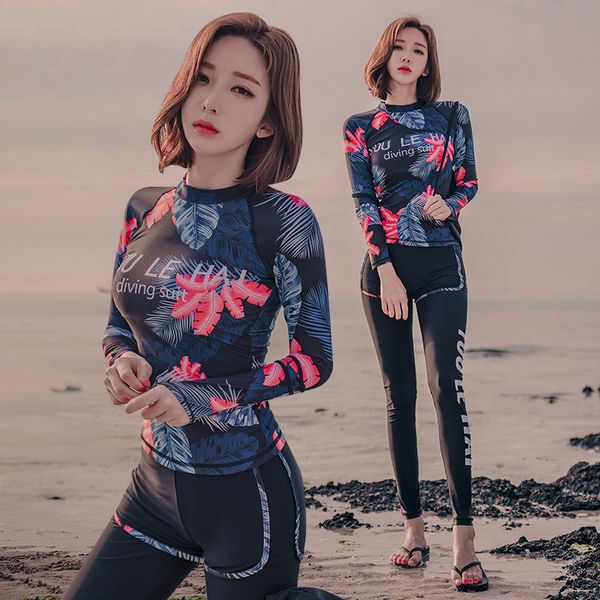 korean style printing long sleeve trousers three piece suit split slim conservative swimsuit women can, White;black
korean style printing long sleeve trousers three piece suit split slim conservative swimsuit women can, White;black